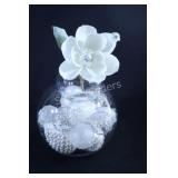 Large Glass Bowl w Christmas Ornaments