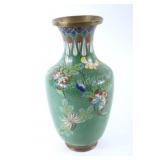 VTG Japanese Cloisonnï¿½ Brass & Floral Vase