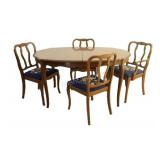 French Provincial Dining Set w Embroidered Chairs