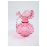 VTG Fenton Cranberry Beaded Melon Pitcher