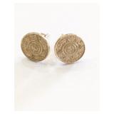 14K Yellow Gold Aztec Style Earrings