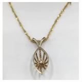 14K Italy Yellow Gold Link Necklace w Pendant