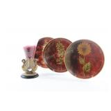 Oriental Accent Rouge Set & Swan Vase