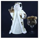 Mantel Santa Claus w Glass Pine Cone Decor