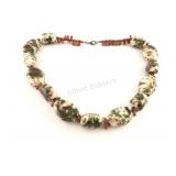 VTG Jasper Beads w Small Reddish Coral Necklace