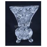 VTG Atomic Style, Cut Glass Crystal Footed Vase