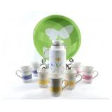 Serving Tray w Coffee Mugs & Coffee Carafe