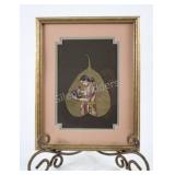 Mid Century Original Pipal Leaf Painting