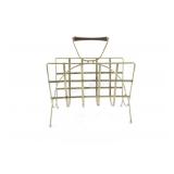 VTG Brass & Teak Handle Magazine Holder