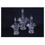 VTG Pressed Glass Baskets Bridle Baskets