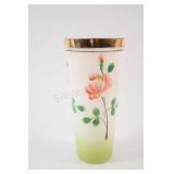 VTG Large Frosted Gold Rim Hand Painted Vase