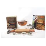 VTG Cookie Cutters, Pyrex Mixing Bowl & Cook Books