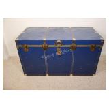 VTG 1960's Blue Metal Steamer Trunk