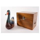 Wooden Keepsakes Box w Folk Art Painted Swan