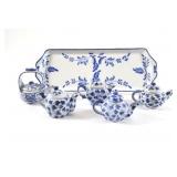 Blue & White Hand Painted Miniature Tea Pots wTray
