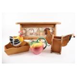 Fruit Shaped Pitcher & Folk Art Chickens