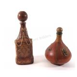 VTG Hand-Tooled Italian Leather-Wrapped Decanters