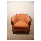 Antique Art Deco Upholstered  Barrel Chair