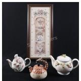 Novelty Single Size Tea Pots w Framed Print