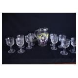 VTG Federal Glass Water Pitcher & Embossed Goblets