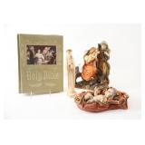 VTG Holy Family & Baby Jesus Figurine & Holy Bible
