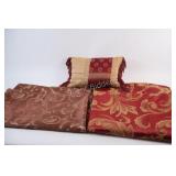 Patterned Sets of Lined Curtains w Rod Holder