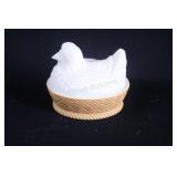 VTG Avon Milk Glass Hen on Nest
