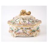 S.A. Leart Portugal Ceramic Lamb &Girl Lidded Bowl