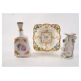 VTG Reticulated Porcelain Basket w Ormolu Decanter