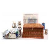 Wicker Woven Plastic Sewing Basket