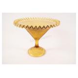 Italian Amber Glass Footed Compote Bowl