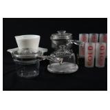 Pyrex Mixing Bowl & Flameware Saucepan, Glasses