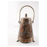 Embossed Brass & Copper Lidded Coal Bucket,