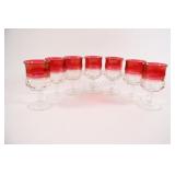 Tiffin Glass Ruby Red Flash Thumbprint Stemware