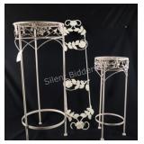 White Wrought Iron Plant Set w Wall Plate Holder