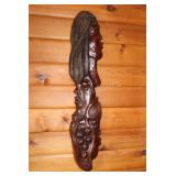 VTG Rastafarian Folk Art Hand Carved Wall Hanging