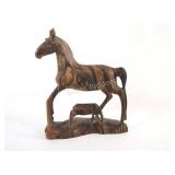 Hand-Carved Wooden Horse Sculpture, Indonesia