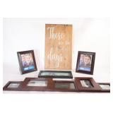 Wood Print Plaque w Assorted Picture Frames