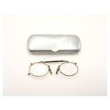 Victorian-era Pince-Nez Eyeglasses w Original Case