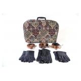 1960's Tapestry Suitcase, Leather Gloves & Belts