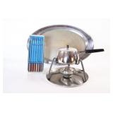 VTG Stainless Steel Fondue Set w Large Tray
