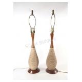 Mid-Century Woven Rope Textured Lamps