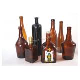 Assortment of Collector Brown Glass Bottles
