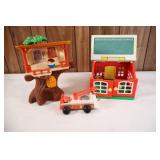 1970's Tree House, Schoolhouse & Fire Engine Toys