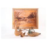 Carved Cryptomeria Cedar Birds w Kim Murray Art