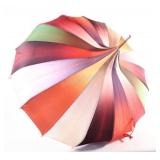 1930s Jacquard Pagoda Umbrella w Wood Shaft