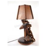 VTG Nautical Folk Art Carved Wooden Anchor Light