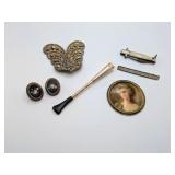 Victorian Buckle, Stone Inlay Brooches, Cigarette