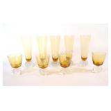 VTG Bohemia Hand Blown Amber & Bubble Glasses