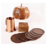 Wooden Pumpkin, Carved Box, Leather Coasters